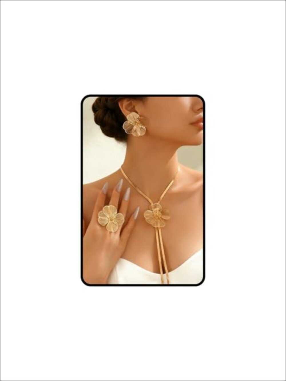 Baroque Pearl Jewelry Set 3PCS Gold Plated Necklace Bracelet Ring Adjustable